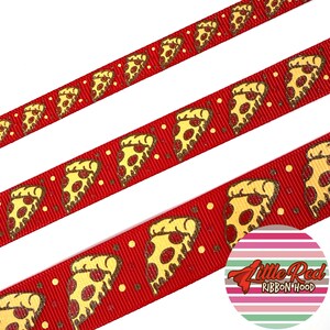Fita de gorgorão impressa de 3/8", 5/8" ou 7/8", pizza, fita de comida, lilredribbonhood, presente de aniversário para irmã