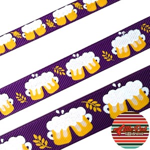 5 jardas 3/8", 5/8" ou 7/8" Fita de gorgorão impressa, álcool, cerveja, lilredribbonhood, presente de aniversário para irmã
