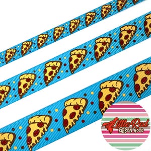 Fita de gorgorão impressa de 3/8", 5/8" ou 7/8", pizza, fita de comida, lilredribbonhood, presente de aniversário para irmã