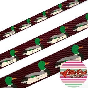 3/8 , 5/8 , oder 7/8 zoll gedruckt Ripsband, Enten sitzend, Stockente, Jagd, Natur, lilredribbonhood, Geburtstagsgeschenk für Schwester