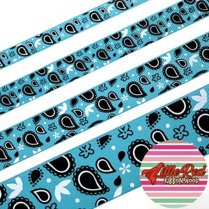 Fita de gorgorão impressa de 3/8", 5/8", 7/8" ou 1,5", bandana, western, lilredribbonhood, presente de aniversário para irmã