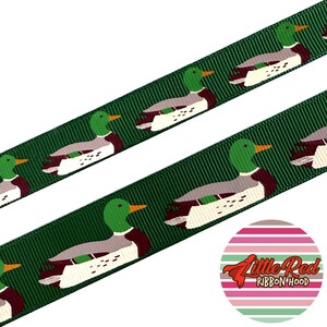 Fita de gorgorão impressa de 5/8" ou 7/8", patos sentados, pato-real, caça, ao ar livre, lilredribbonhood, presente de aniversário para irmã