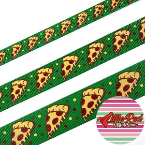 Fita de gorgorão impressa de 3/8", 5/8" ou 7/8", pizza, fita de comida, lilredribbonhood, presente de aniversário para irmã