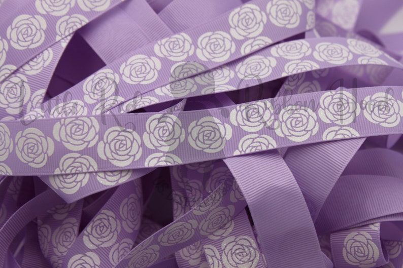 White Glitter Roses 78 grosgrain 5 yds