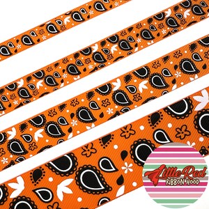 Fita de gorgorão impressa de 3/8", 5/8", 7/8" ou 1,5", bandana, western, lilredribbonhood, presente de aniversário para irmã