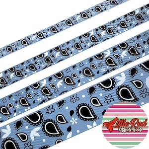 Fita de gorgorão impressa de 3/8", 5/8", 7/8" ou 1,5", bandana, western, lilredribbonhood, presente de aniversário para irmã