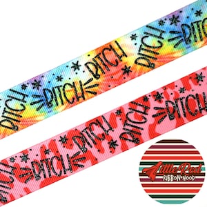 7/8" grosgrain lint bedrukt, cussword, teef, lilredlinthood, verjaardagscadeau voor zus