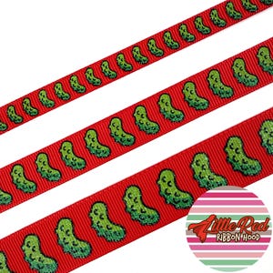Fita de gorgorão impressa de 3/8", 5/8" ou 7/8", picles, fita de comida, lilredribbonhood, presente de aniversário para irmã