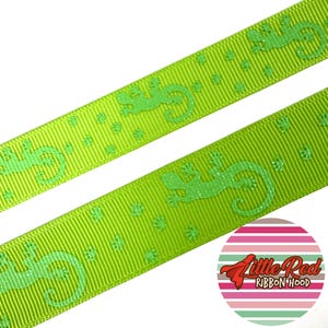 5 jardas 5/8" ou 7/8" Fita de gorgorão impressa, lagartixa, lagarto, lilredribbonhood, presente de aniversário para irmã