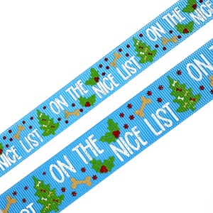 Fita de gorgorão impressa, Na lista dos bons, Fita de Natal, Natal de cachorro, Fita de cachorro, lilredribbonhood, presente de aniversário para irmã