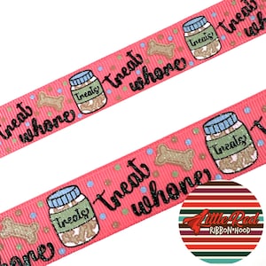 Fita de gorgorão impressa de 5/8" ou 7/8", guloseima para prostituta, fita para cachorro, lilredribbonhood, presente de aniversário para irmã