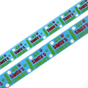 Gedrukt Grosgrain lint, ik at Santa's Cookies, blauw kerstlint, lilredribbonhood, usdr, verjaardagscadeau voor beste vriend