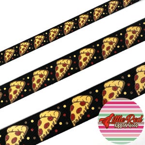 Fita de gorgorão impressa de 3/8", 5/8" ou 7/8", pizza, fita de comida, lilredribbonhood, presente de aniversário para irmã