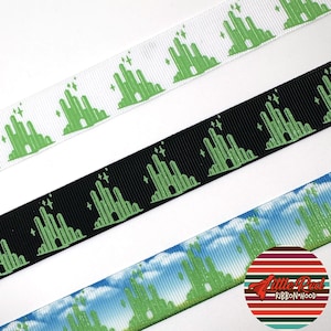 Fita de gorgorão impressa de 7/8", Emerald City, Oz, lilredribbonhood, presente de aniversário para irmã