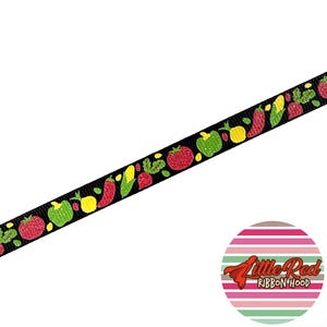 5 jardas 3/8" Fita de gorgorão impressa, vegetais, comida, lilredribbonhood, presente de aniversário para irmã