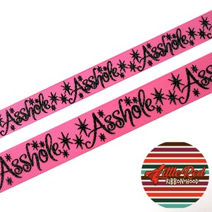 Fita de gorgorão impressa de 5/8" ou 7/8", palavrão, babaca, lilredribbonhood, presente de aniversário para irmã