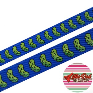 Nastro grosgrain stampato da 5/8" o 7/8", sottaceti, nastro alimentare, lilredribbonhood, regalo di compleanno per sorella
