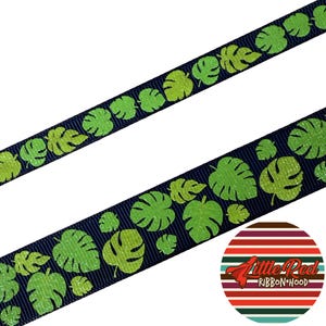 Fita de gorgorão impressa de 3/8" ou 7/8", plantas tropicais, fita de praia, lilredribbonhood, presente de aniversário para irmã