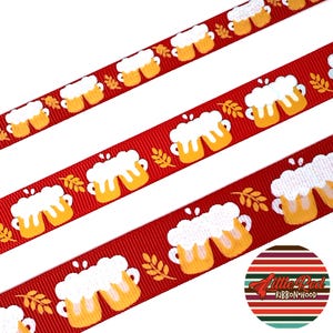 5 jardas 3/8", 5/8" ou 7/8" Fita de gorgorão impressa, álcool, cerveja, lilredribbonhood, presente de aniversário para irmã