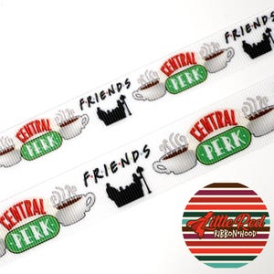 5 jardas 5/8" ou 7/8" Fita de gorgorão impressa, Friends Cafe, lilredribbonhood, presente de aniversário para irmã