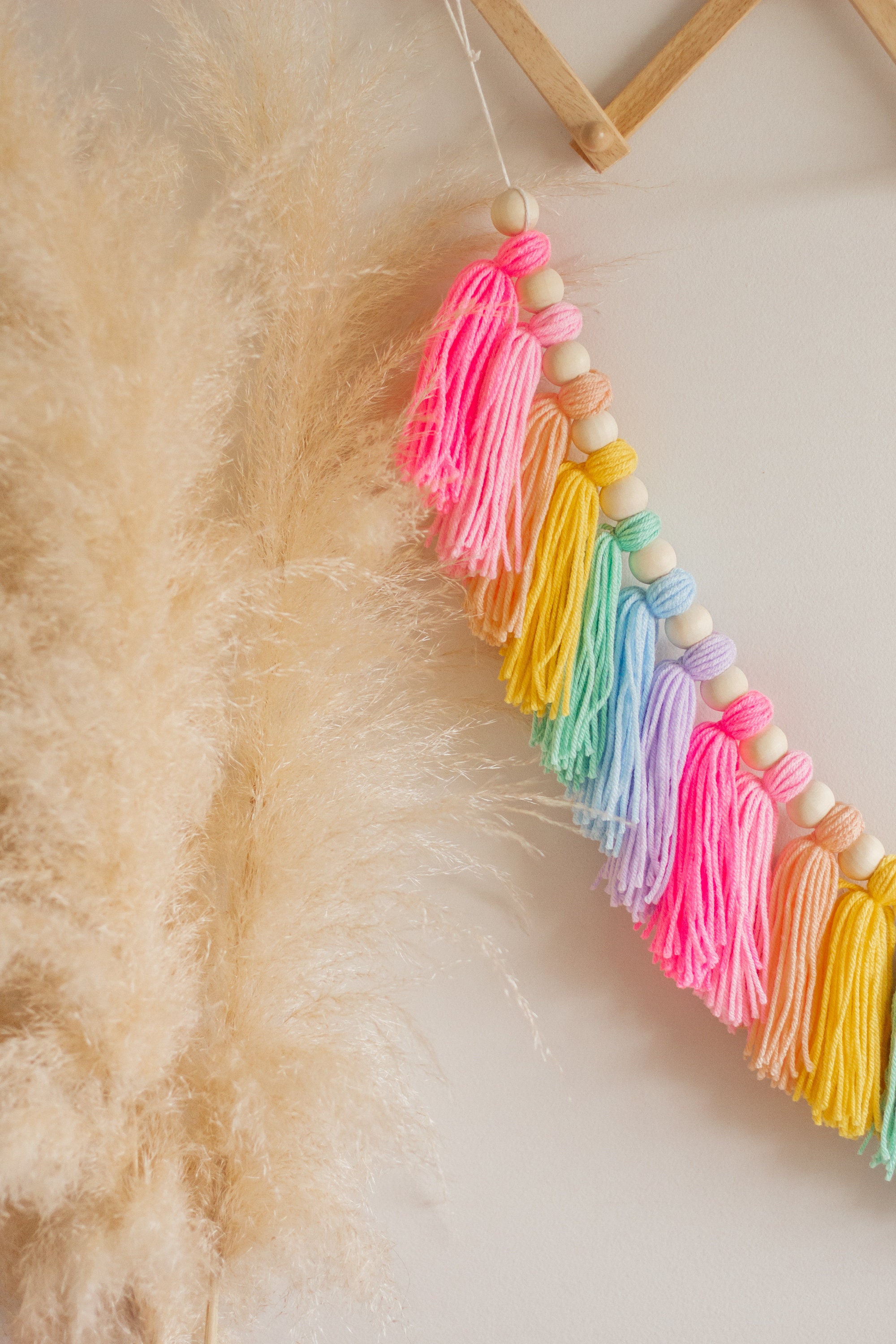 Bright Rainbow Tassel Garland. Nursery and Kids Room Decor. Etsy Ireland