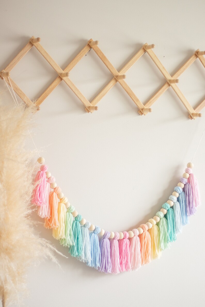 Pastel Rainbow Tassel Garland. Boho Nursery and Kids Room Etsy