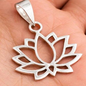 Sterling Silver Lotus Flower Pendant | Minimalist Yoga Necklace