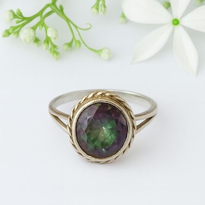 Mystic Topaz Round Gemstone Ring, 925 Sterling Silver Ring, Beauty Gift Ring, Dainty Jewelry, Gift for Women, Gift for Christmas, Gift Her,