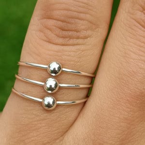 Sterling Silver Triple Ball Ring - Handmade Minimalist Band