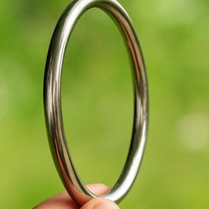 Handmade Chunky Sterling Silver Bangle Bracelet - Heavy Round Design