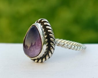 Birnchen Amethyst Ring: 925 Sterling Silber Boho Statement Ring