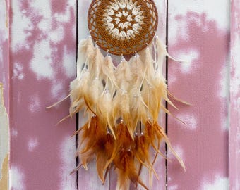 Boho Crochet Dreamcatcher with Feathers | 17×67 cm | Handmade Macrame Wall Hanging