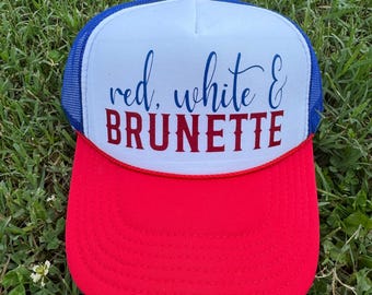 Gorra de camionero roja, blanca y morena, gorra americana, bonito regalo de cumpleaños para mamá, regalo para esposa, gorra snapback patriótica para mujer.