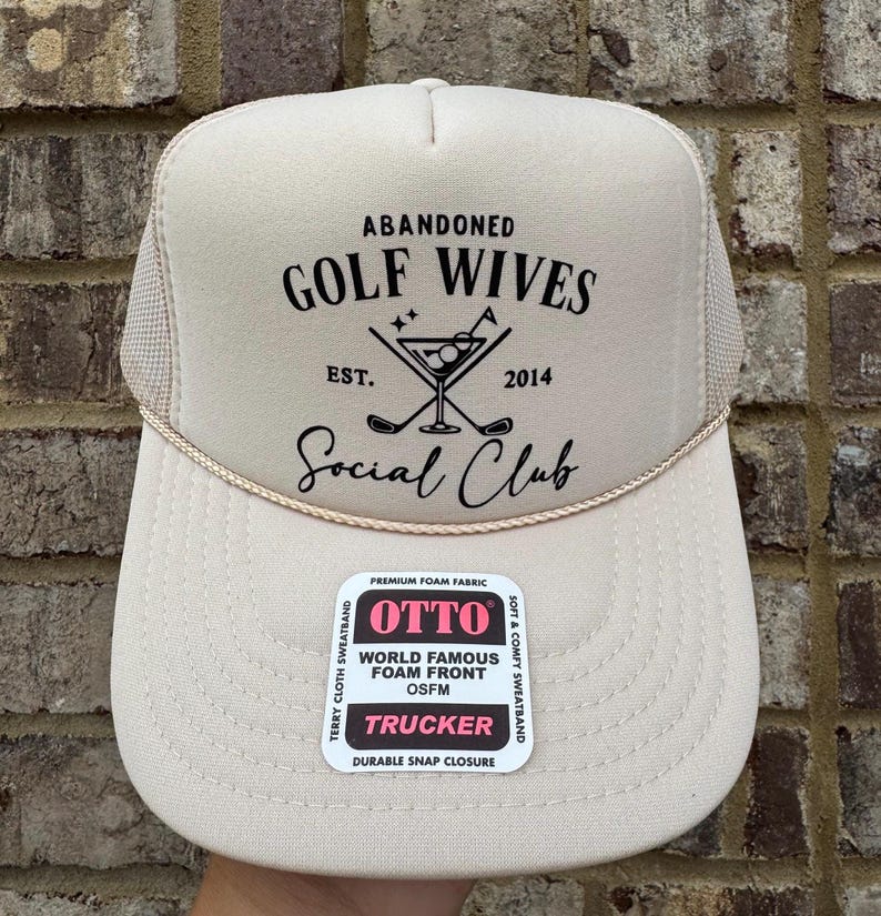 Tan Hat with Black Text