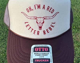 Oh, I'm a Red Letter Rebel Trucker Hat, Morgan Wallen Hat Red letter Country Concert Hat Cute Birthday Gift for Her Gift Idea for Bestie