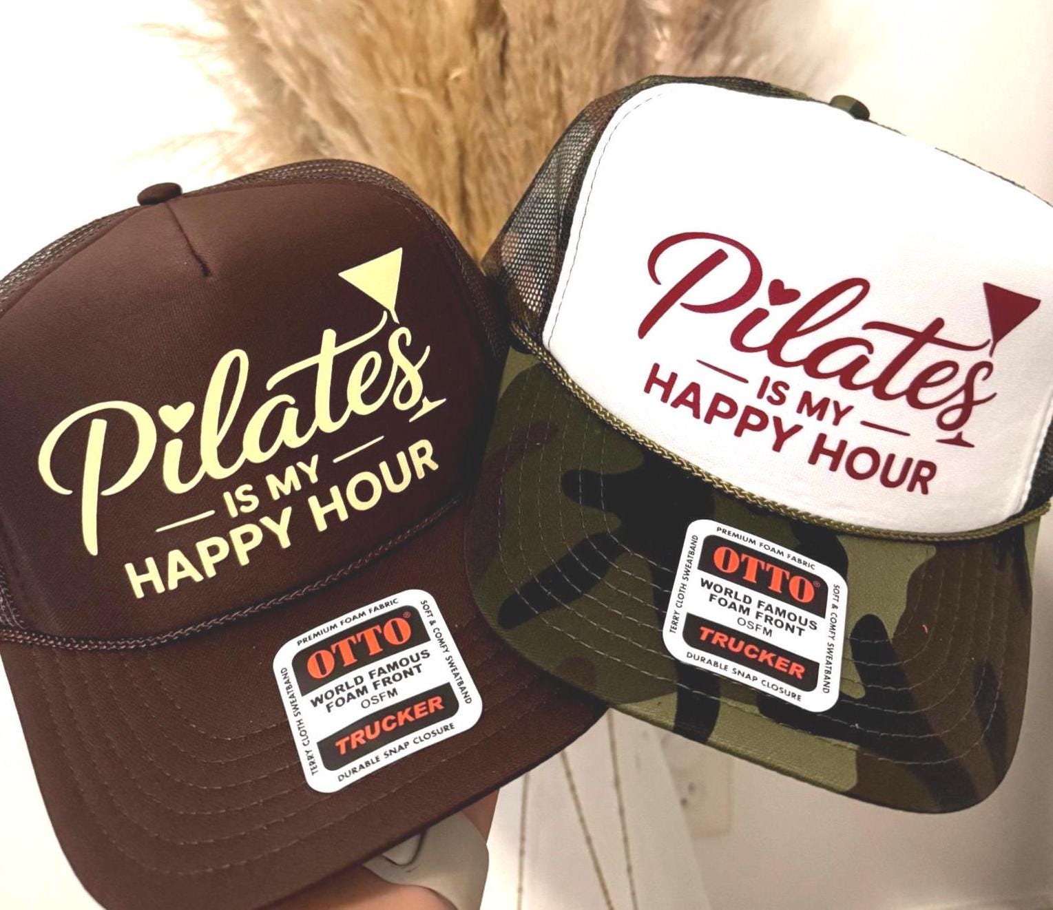 Anthropologie Daily Practice Pilates is my happy place Trucker Hat Pilates Is My Happy Hour Trucker Hat – Manning main image 3