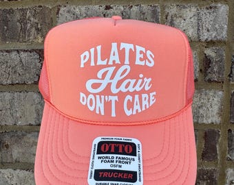 Pilates Hair Don’t Care Trucker Hat, Funny Pilates Hat Pilates Gift for Women Pilates Mom Hat Workout Trucker Cap Fitness Lover Hat