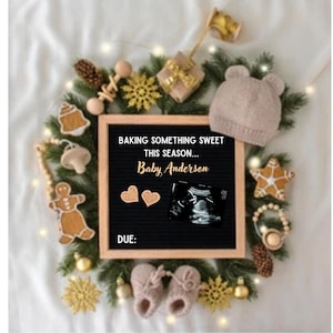 Gingerbread Christmas Pregnancy Announcement  Editable Holiday Baby Reveal Canva Template Digital Download for Social Media