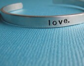 Hand Stamped Bracelet Skinny Cuff Personalized Custom Love by TheCopperFox