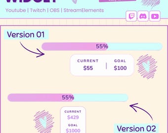 Twitch Goal Widget – Stream Overlay,  Goal Bars for Twitch/YouTube | Fully Customizable | StreamElements OBS (Digital Download)