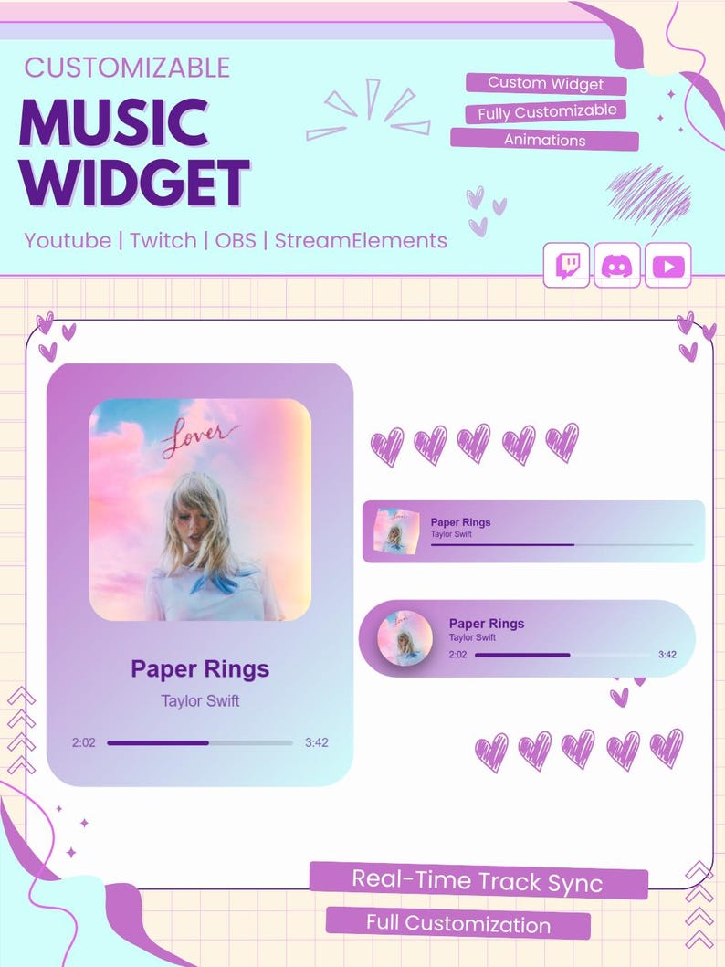 Dynamic Music Widget for Stream: Album Dynamic Theme | Animated Stream Overlay (Digital Download) image 1