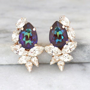 Purple Stud Earrings, Ultra Purple Stud Earrings, Bridal Purple Crystal Earrings, Purple Earrings, Bridesmaids Earrings, Gift For Her