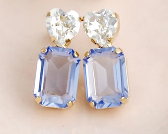 Light Blue Stud Earrings, Light Sapphire Classic Stud Earrings