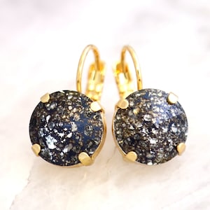 Gray Earrings, Gray Patina Earrings, Dark Gray Crystal Drop Earrings, Bridesmaids Earrings, Gift For Her, Black Patina Crystal Earrings