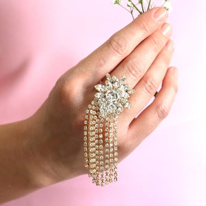Cocktail Crystal Ring, Statement Gold Crystal Ring, Big White Crystal Ring Crystal Adjustable Cocktail Ring, Statement Crystal Gold Ring.