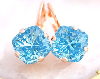 Aquamarine Earrings, Blue Topaz Drop Earrings, BRIDAL BLUE Drop Earrings, Bridesmaids Earrings, Aquamarine Crystal Bridal Drop Earrings