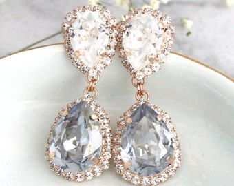 Dusty Blue Earrings, Bridal Dusty Blue Earrings, Blue Chandeliers Earrings, Dusty Blue Bridal Crystal Earrings, Bridal Blue Drop Earrings