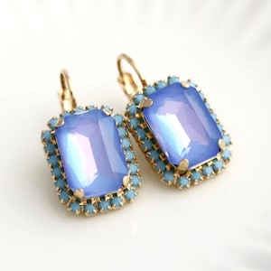 Periwinkle Drop Earrings, Periwinkle Crystal Earrings, Periwinkle Earrings, Bridesmaid Earrings, Gift Earrings, Purple Blue Earrings