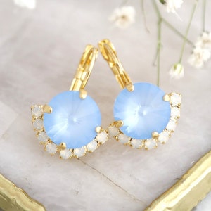 Powder Blue Bridal Earrings, Light Blue Earrings, Blue Austrian Crystal Drop Earrings, Bridesmaids Gifts, Gift For You, Blue Sky Earrings