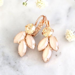 Ivory Gold Earrings, Ivory Beige Drop Crystal Earrings, Ivory Cream Bridal Crystal Earrings, Bridesmaids Earrings, Bridal Ivory Earrings